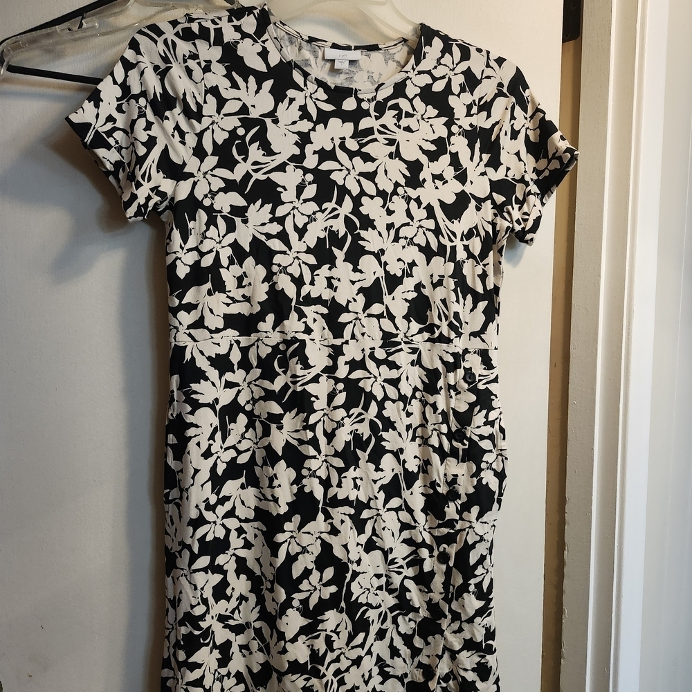 J. Jill Black and White Floral Dress